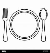 Plate Fork And Spoon Coloring Page Sketch sketch template
