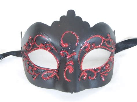 Black Red Colombina Punta Glitter Venetian Masquerade Mask SKU 051gr - VENICE BUYS