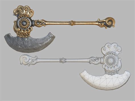 3D Model Fantasy Two-handed Axe Pbr - TurboSquid 1306587