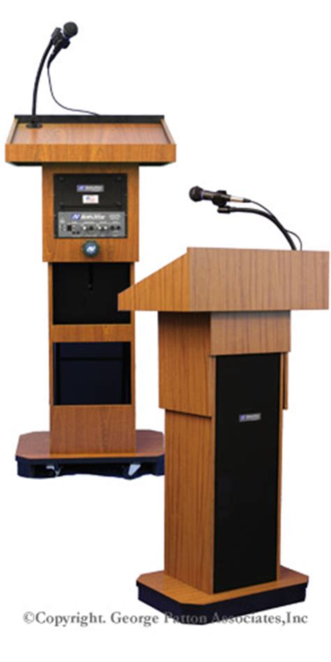 Adjustable Height Sound Wireless Mic Podium | Medium Oak Finish