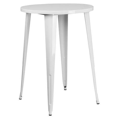 263 Aluminum White Bar Height Table 30'' Round - Party Rentals NYC | New York Party Rentals LLC