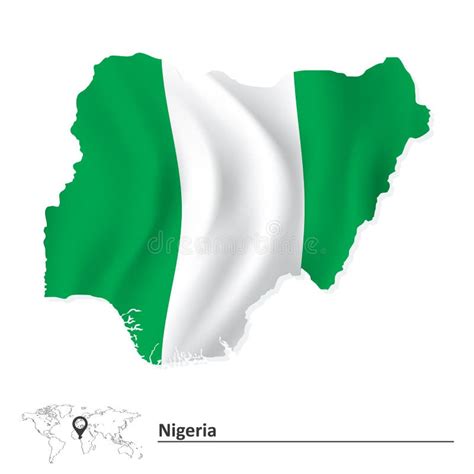 Map of Nigeria with flag stock vector. Illustration of nation - 125152488