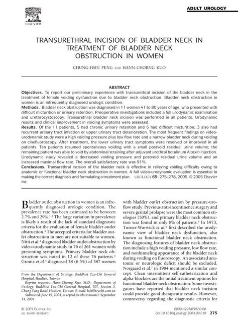 Transurethral incision of bladder neck in treatment of bladder neck ...