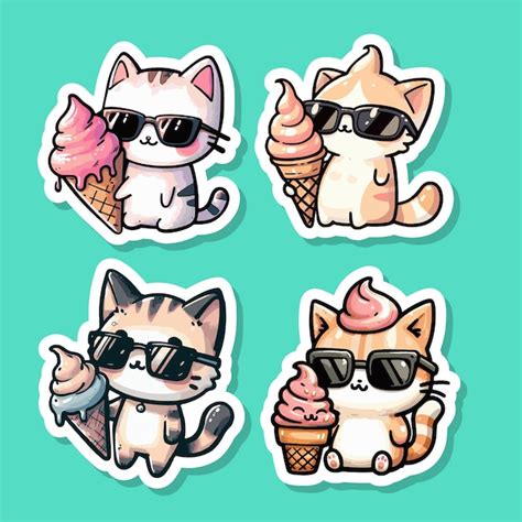 Premium Vector | Vector set of stickers of cat chibi