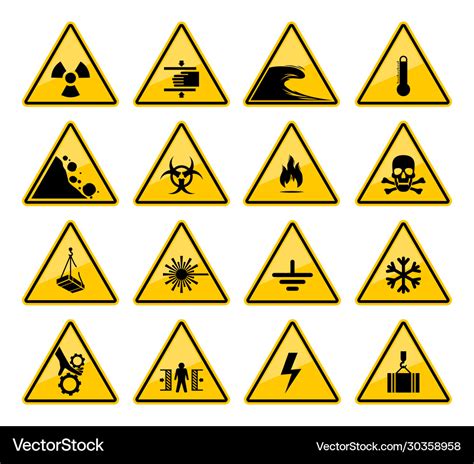 Warning signs hazard and danger caution Royalty Free Vector