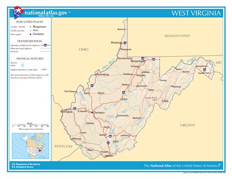 Large detailed map of West Virginia state. West Virginia state large ...