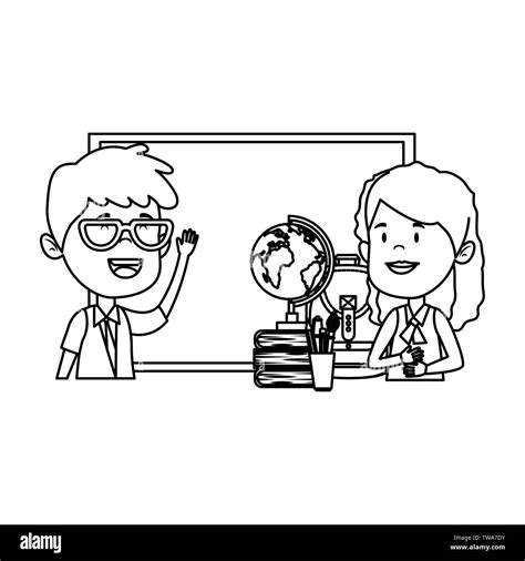 students couple with chalkboard and world map Stock Vector Image & Art - Alamy