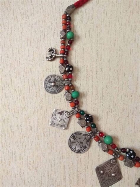 Antique Berber Necklace From Morocco With Berber Pendants, Old Coral ...