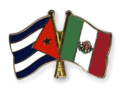 Crossed Flag Pins Cuba-Mexico Flags