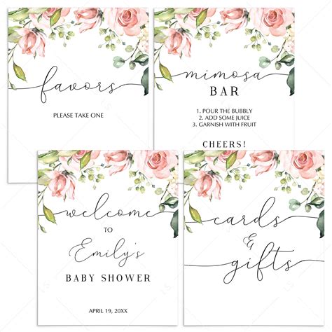 Blush Floral baby shower signs package printable | Instant download – LittleSizzle