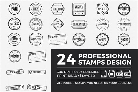 Rubber Stamp Collection Design Template Graphic by OWPictures · Creative Fabrica