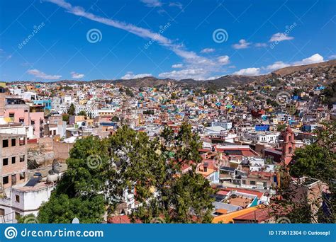 Guanajuato City Historic Center. Colorful Homes Built on Hillside Stock ...