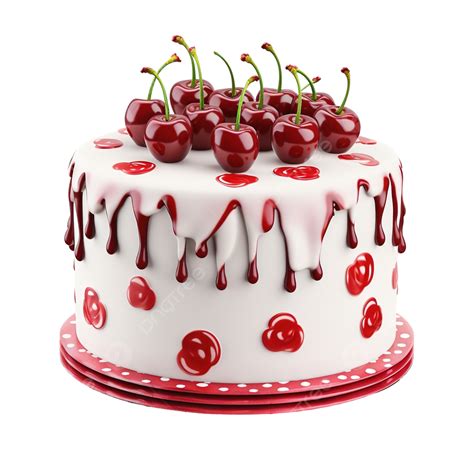 Birthday Cake With Cherry Pattern, Cake, Birthday, Party PNG ...