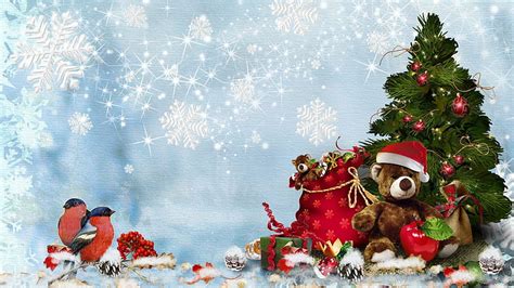 Christmas, bear, tree, gifts, HD wallpaper | Peakpx