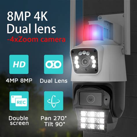 ANBIUX 8MP 4K Dual Lens Dual Screen CCTV Camera Wireless Outdoor IP Camera 4MP Color Night ...