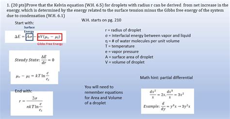 Solved 1. (20 pts)Prove that the Kelvin equation (W.H. 6.5) | Chegg.com