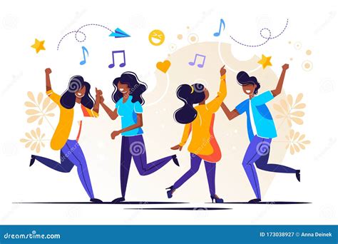 Grupo de personas bailando ilustración del vector. Ilustración de feliz - 173038927