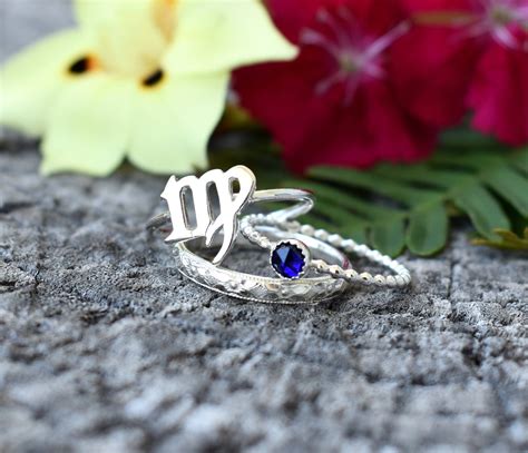 Virgo Rings September Birthstone ring Star Sign Ring Zodiac | Etsy