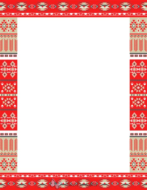 Printable Red Native American Page Border