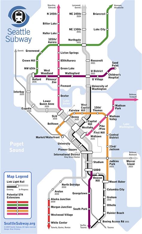 Look at This Dreamy Future Light Rail Map of Seattle | Seattle subway, Light rail map, Subway