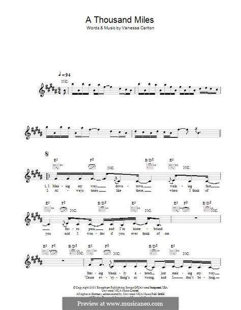 A Thousand Miles by V. Carlton - sheet music on MusicaNeo