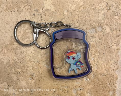 Rainbow Dash Jar Shaker Charm My Little Pony MLP Fim Friendship is Magic Cute Chibi Oil Keychain ...