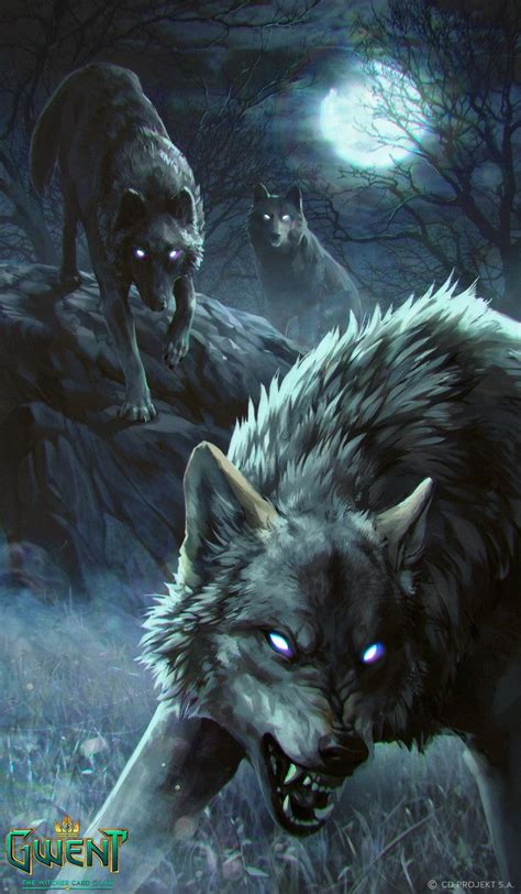 Rabid Wolf - Gwent Card by akreon worg wolf pack monster beast creature ...