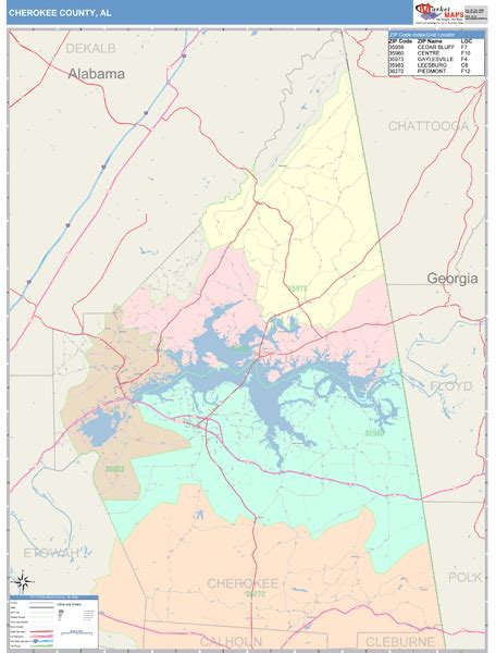 Cherokee County, AL Wall Map Color Cast Style by MarketMAPS - MapSales