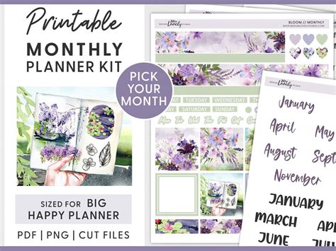 Monthly Planner Stickers, Big Happy Planner Stickers Kit, Spring ...