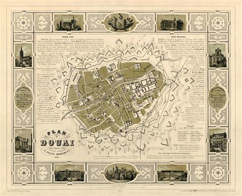 Douai map - Plan de la ville de Douai (France) - Fine giclee print