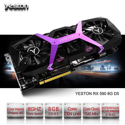 Yeston Radeon RX 590 GPU 8GB GDDR5 256bit Gaming Desktop computer PC ...