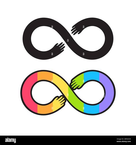 Autism pride symbol, infinity sign with helping hands. Black and white ...