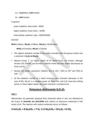 d and f block elements NOTES XII | PDF