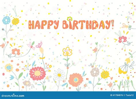 Happy Birthday Floral Banner Cute Stock Vector - Illustration of event, carnival: 41784876