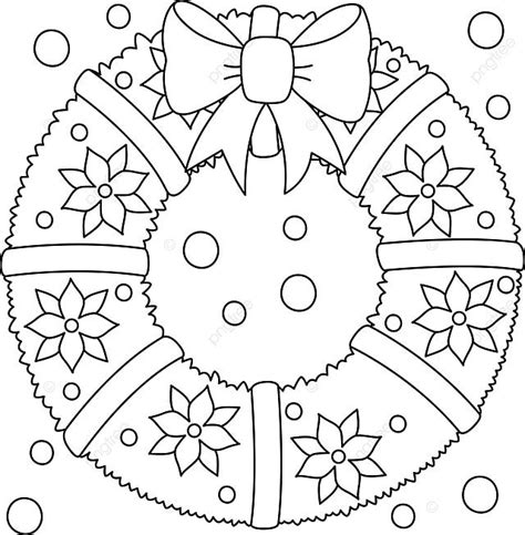 Christmas Wreath Coloring Page For Kids Toddler December Colouring Page Vector, Toddler ...