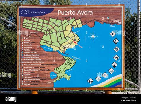 Puerto Ayora, Map, Santa Cruz Island, Galapagos Islands, Ecuador Stock Photo - Alamy