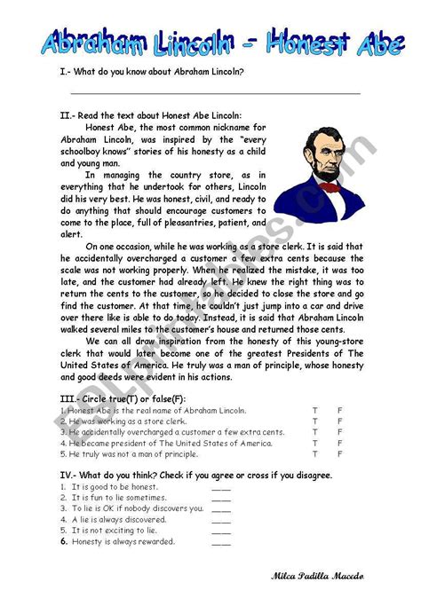 Abraham Lincoln Comprehension Worksheet — db-excel.com