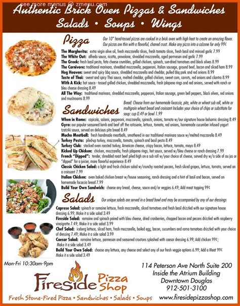 Online Menu of Fireside Pizza Shop Restaurant, Douglas, Georgia, 31533 ...