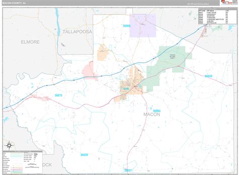 Macon County, AL Wall Map Premium Style by MarketMAPS - MapSales