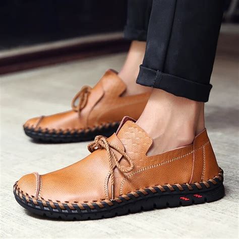 2018 Designer Shoes Male Handmade Leather Shoes Flats Men Lace Up Lofers Moccasins Men Casual ...