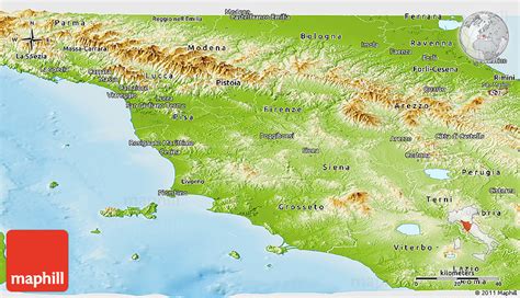 Physical Panoramic Map of Toscana