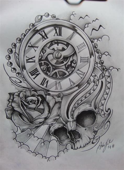 Skull tattoodesign | Time piece tattoo, Clock tattoo design, Tattoo sleeve designs