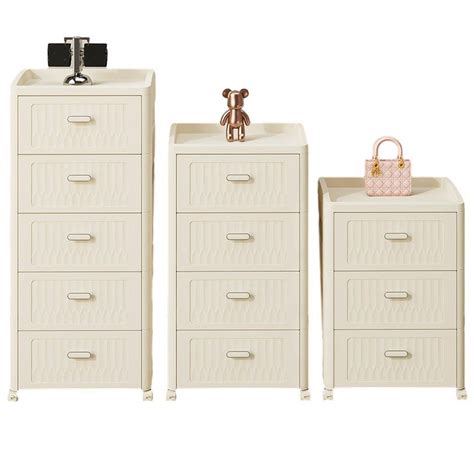 Modern White Plastic Dresser with Drawers - Narrow and Vertical Design - White Square 16"L x 13 ...