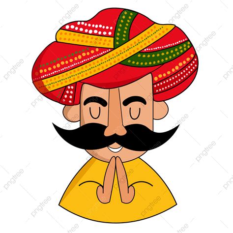 Namaste Greeting Vector Art PNG, Indian Man With Turban Rajasthani Men Welcome Namaste Greetings ...