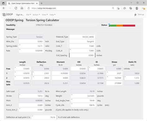 Torsion Spring Design Software and Calculator | ODOP:Spring