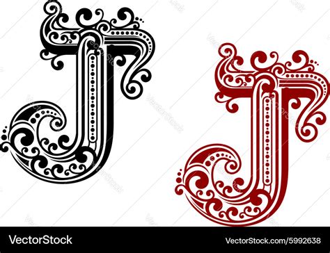 Vintage capital letter j in medieval style Vector Image