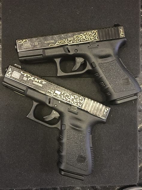 Hand Engraved And Gold Inlaid Factory Glocks