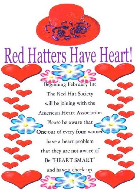 Red Hatters have heart! | Red hat society, Red hat society fashion, Red hats