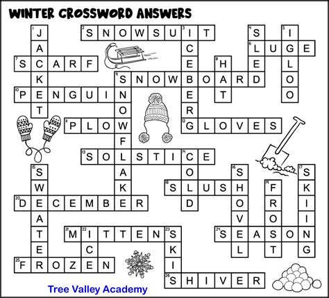 Printable Winter Crossword Puzzles for Kids - Tree Valley Academy