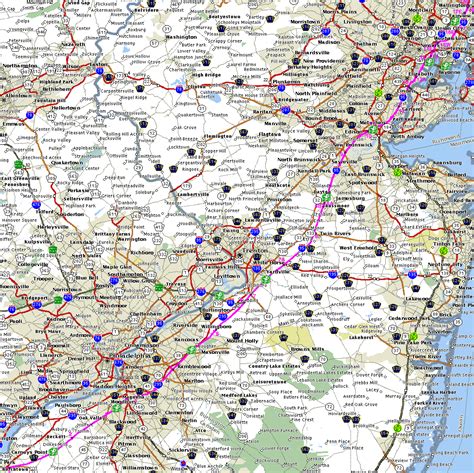 Map of the New Jersey Turnpike (Original Mainline via Car Lanes and ...